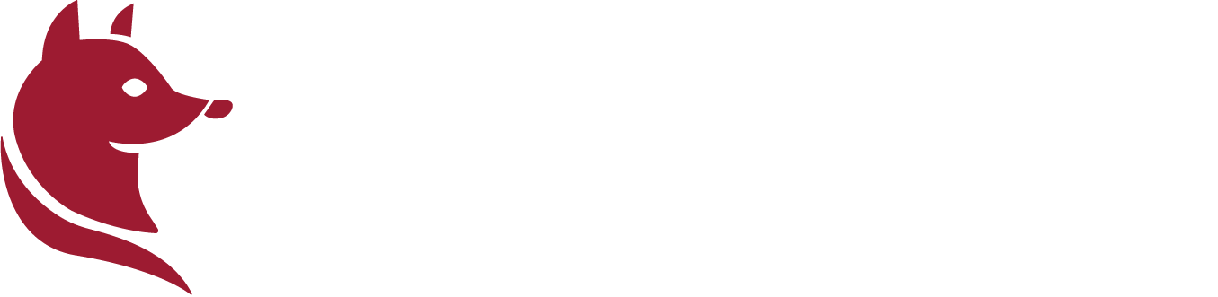 The image is a logo for Foxcroft Apartments, featuring a stylized fox head to the left of the text.